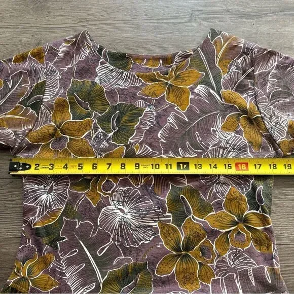 Hilo Hattie Women Short Sleeve Hawaiian Maxi Dress Size L Made In Hawaii Purple - Picture 5 of 8